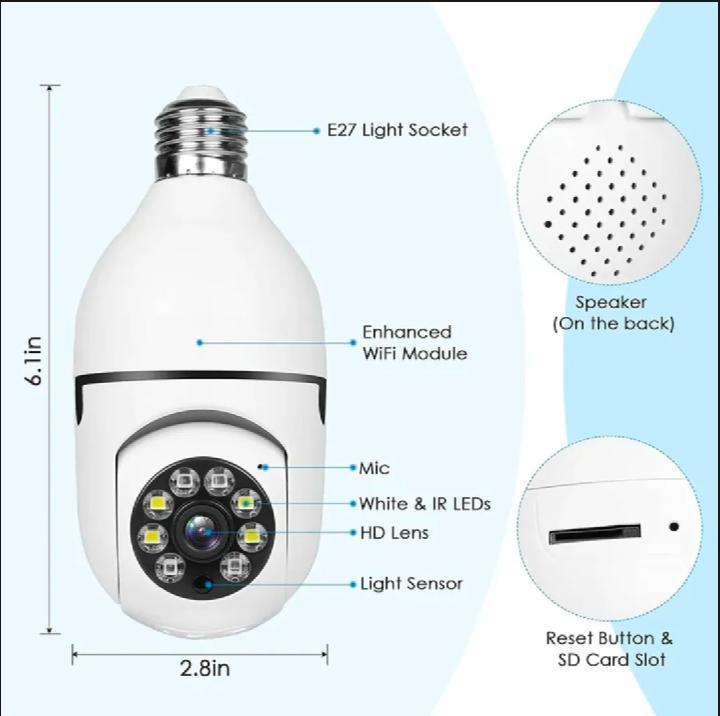 360 View Security Camera White ABS Plastic