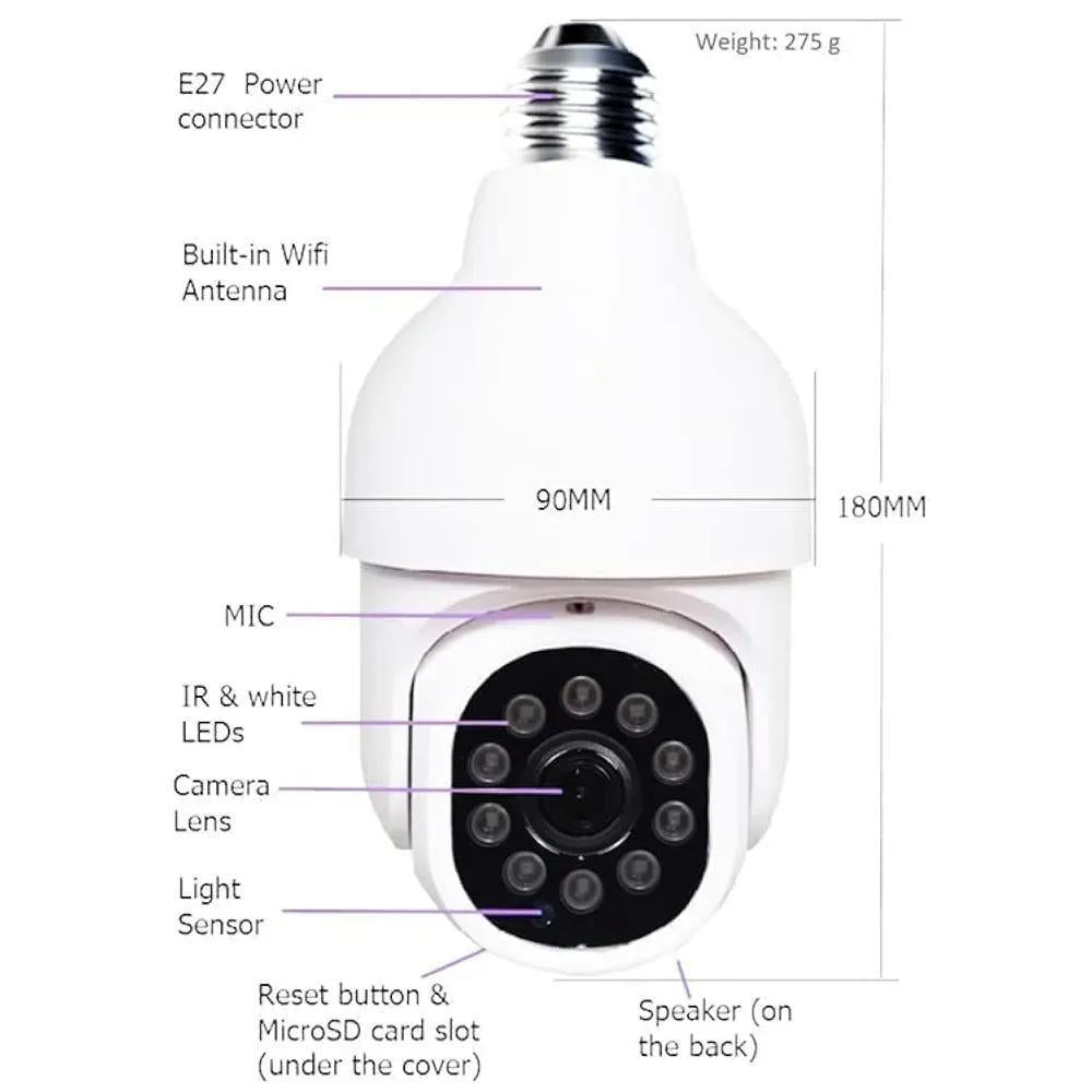 360 View Security Camera with E27 Bulb & Fast Charging
