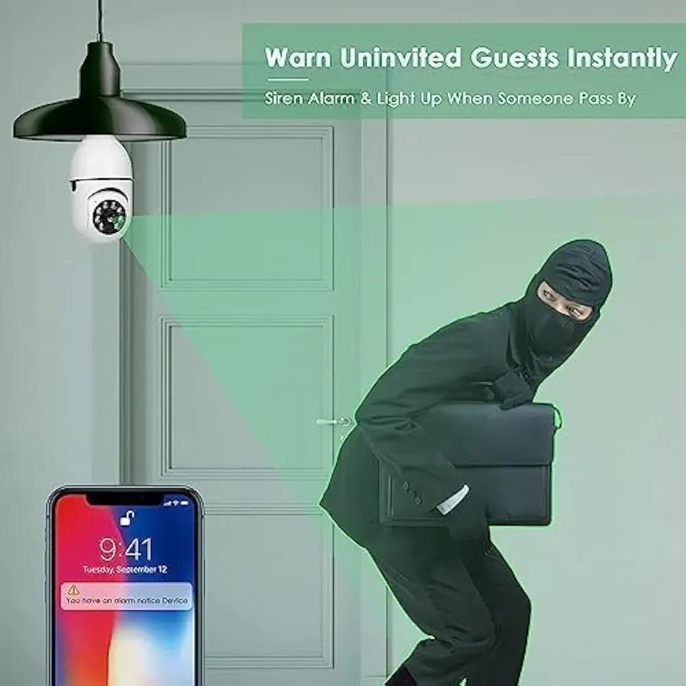 360 View Security Camera with E27 Bulb & Fast Charging