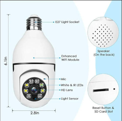360 View Security Camera White ABS Plastic