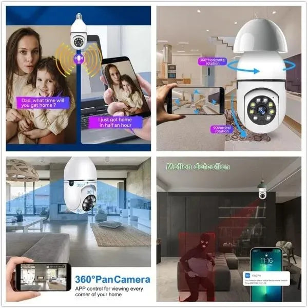 360° Pan Camera with IR Night Vision White ABS